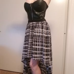 High low strapless dress